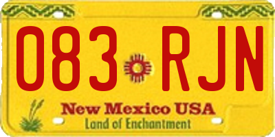 NM license plate 083RJN