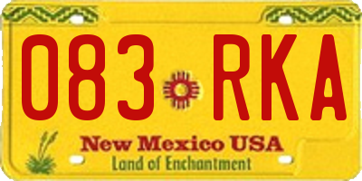 NM license plate 083RKA