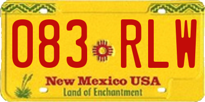 NM license plate 083RLW