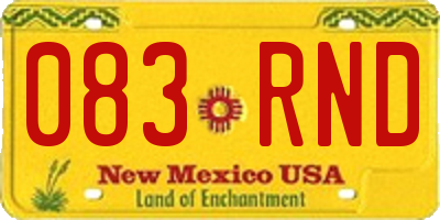 NM license plate 083RND