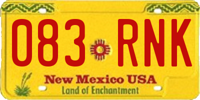 NM license plate 083RNK