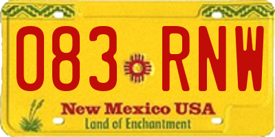 NM license plate 083RNW
