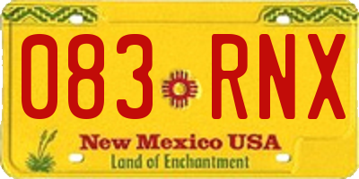 NM license plate 083RNX