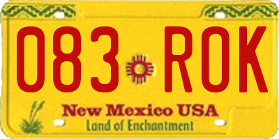 NM license plate 083ROK