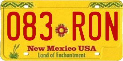 NM license plate 083RON
