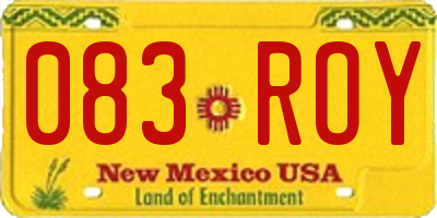 NM license plate 083ROY