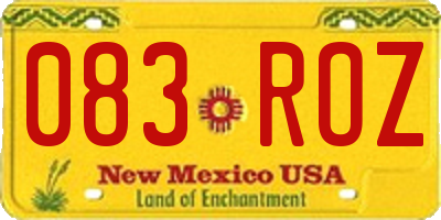 NM license plate 083ROZ