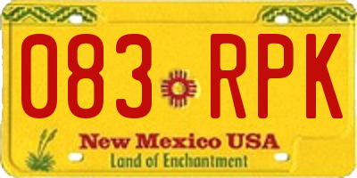 NM license plate 083RPK