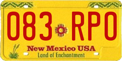 NM license plate 083RPO