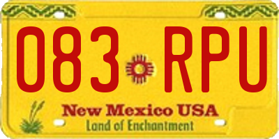 NM license plate 083RPU