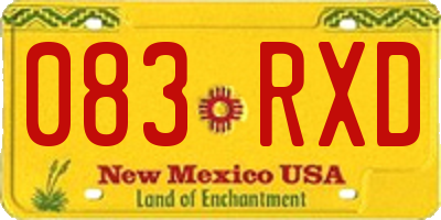 NM license plate 083RXD