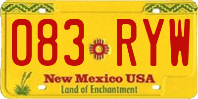 NM license plate 083RYW
