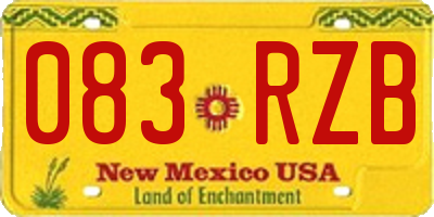 NM license plate 083RZB