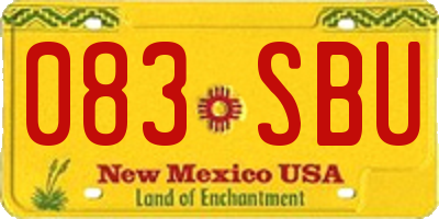 NM license plate 083SBU