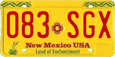 NM license plate 083SGX