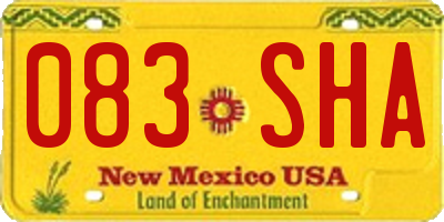 NM license plate 083SHA