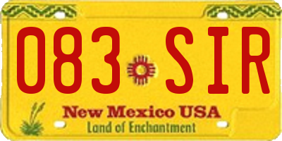 NM license plate 083SIR