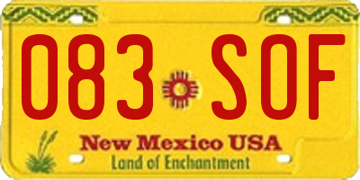 NM license plate 083SOF