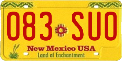 NM license plate 083SUO