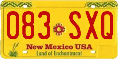 NM license plate 083SXQ