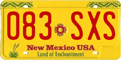 NM license plate 083SXS