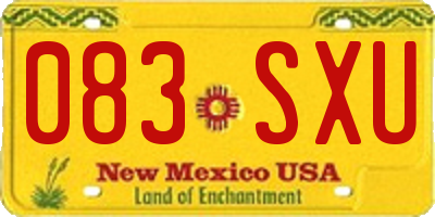 NM license plate 083SXU