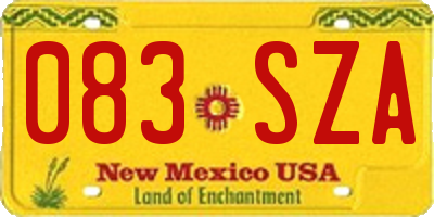 NM license plate 083SZA