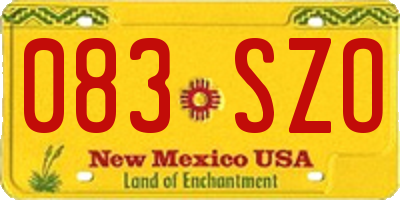 NM license plate 083SZO