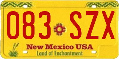 NM license plate 083SZX