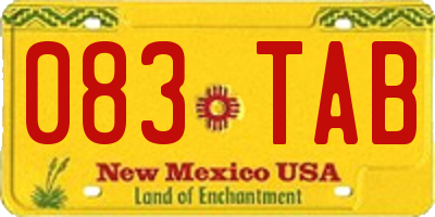 NM license plate 083TAB
