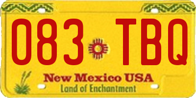 NM license plate 083TBQ