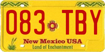 NM license plate 083TBY