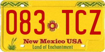 NM license plate 083TCZ