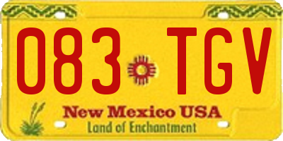 NM license plate 083TGV
