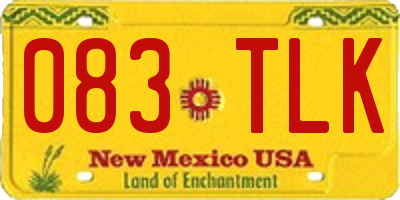 NM license plate 083TLK