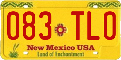 NM license plate 083TLO