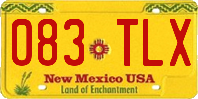 NM license plate 083TLX