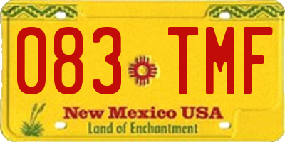 NM license plate 083TMF