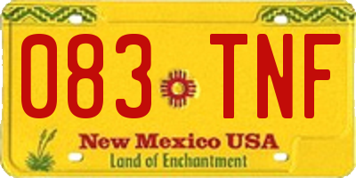 NM license plate 083TNF
