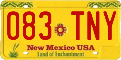 NM license plate 083TNY