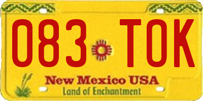 NM license plate 083TOK