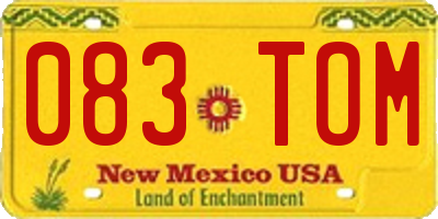 NM license plate 083TOM
