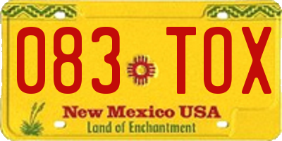 NM license plate 083TOX