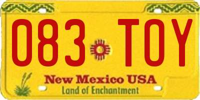 NM license plate 083TOY