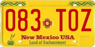 NM license plate 083TOZ