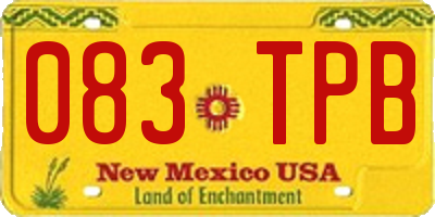 NM license plate 083TPB