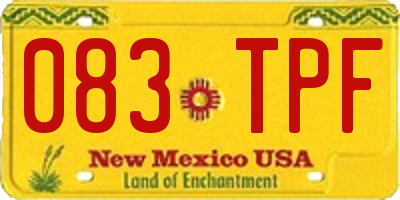NM license plate 083TPF