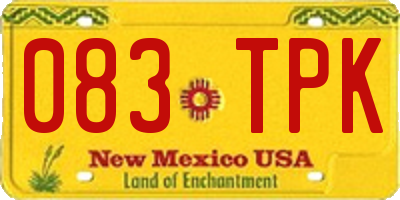 NM license plate 083TPK