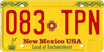 NM license plate 083TPN