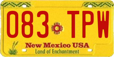 NM license plate 083TPW